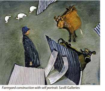 Farmyard construction with self portrait. WIlliam Robinson, Savill Galleries